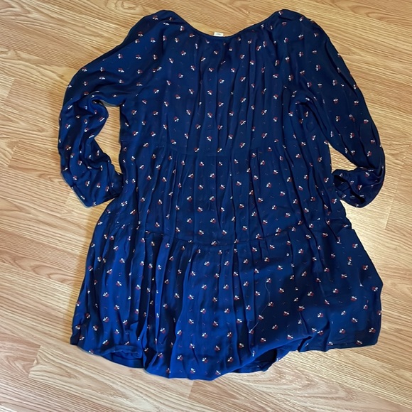 Old Navy Navy Blue Patterned Long Top with Tassels - Picture 6 of 7